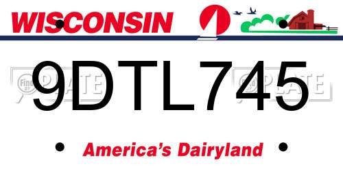 9DTL745 Wisconsin License Plate