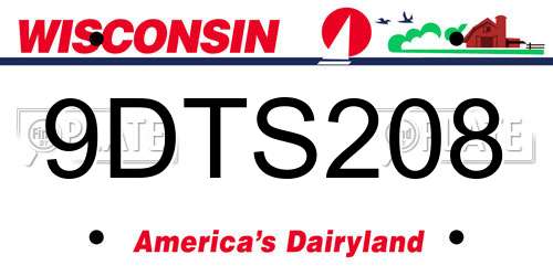 9DTS208 Wisconsin License Plate