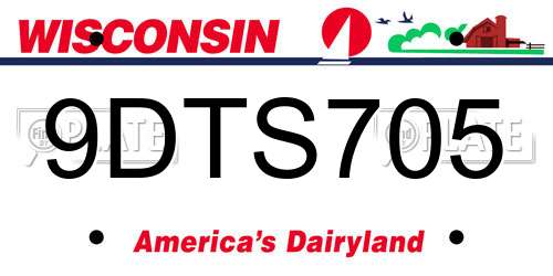9DTS705 Wisconsin License Plate