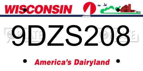 9DZS208 Wisconsin License Plate