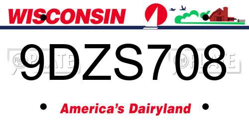 9DZS708 Wisconsin License Plate