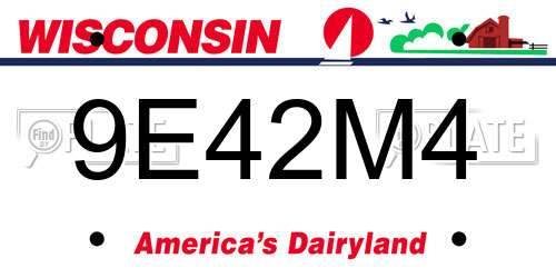 9E42M4 Wisconsin License Plate