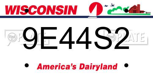 9E44S2 Wisconsin License Plate