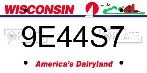 9E44S7 Wisconsin License Plate