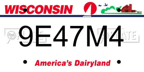 9E47M4 Wisconsin License Plate