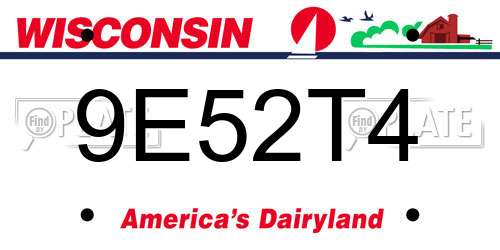 9E52T4 Wisconsin License Plate