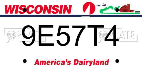 9E57T4 Wisconsin License Plate