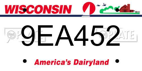 9EA452 Wisconsin License Plate