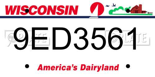 9ED3561 Wisconsin License Plate
