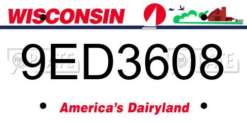 9ED3608 Wisconsin License Plate