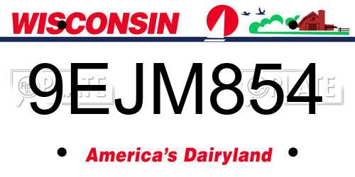 9EJM854 Wisconsin License Plate