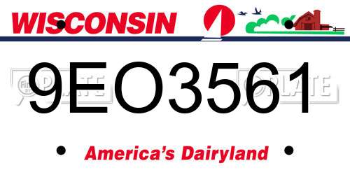 9EO3561 Wisconsin License Plate