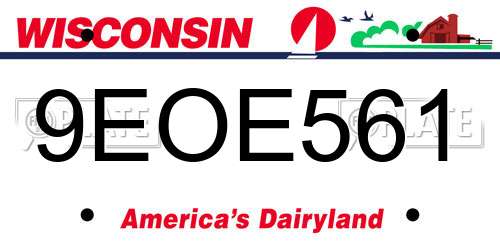 9EOE561 Wisconsin License Plate