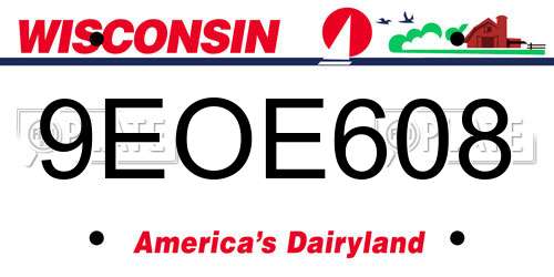 9EOE608 Wisconsin License Plate