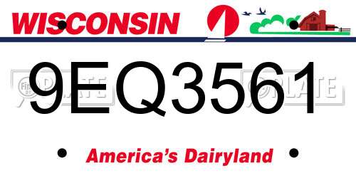 9EQ3561 Wisconsin License Plate