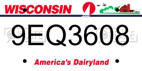 9EQ3608 Wisconsin License Plate