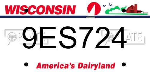 9ES724 Wisconsin License Plate