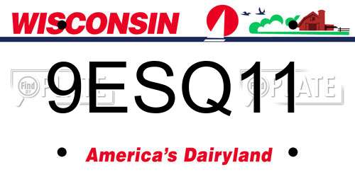 9ESQ11 Wisconsin License Plate