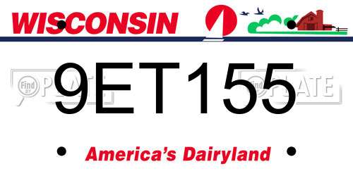 9ET155 Wisconsin License Plate