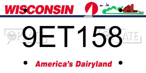 9ET158 Wisconsin License Plate