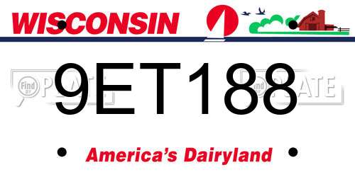 9ET188 Wisconsin License Plate
