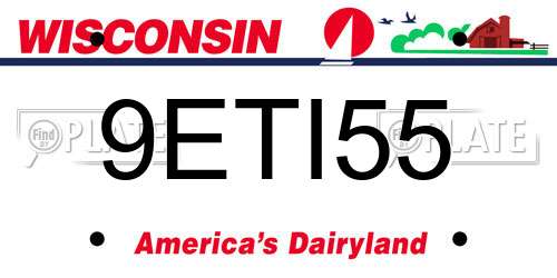 9ETI55 Wisconsin License Plate