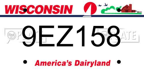 9EZ158 Wisconsin License Plate