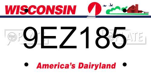 9EZ185 Wisconsin License Plate