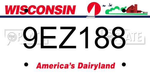 9EZ188 Wisconsin License Plate