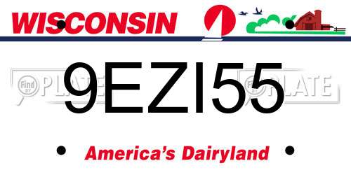 9EZI55 Wisconsin License Plate