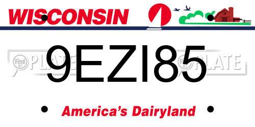 9EZI85 Wisconsin License Plate