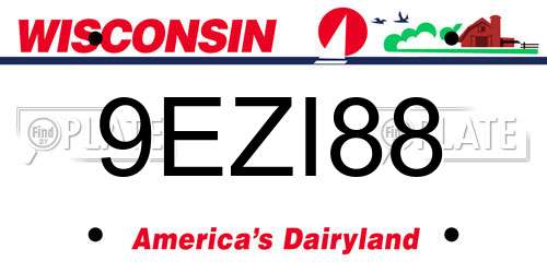 9EZI88 Wisconsin License Plate