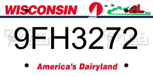9FH3272 Wisconsin License Plate