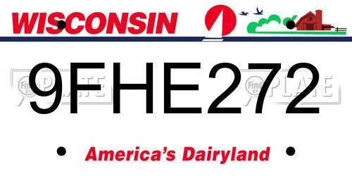 9FHE272 Wisconsin License Plate