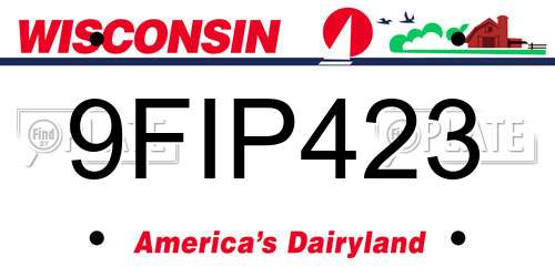 9FIP423 Wisconsin License Plate