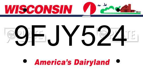 9FJY524 Wisconsin License Plate