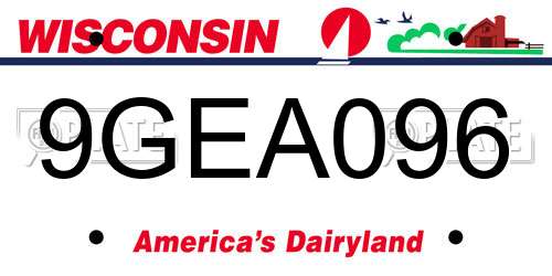 9GEA096 Wisconsin License Plate