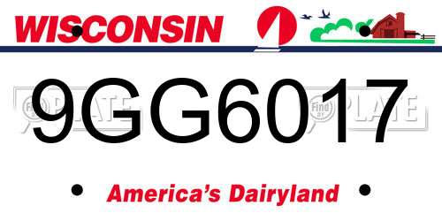9GG6017 Wisconsin License Plate
