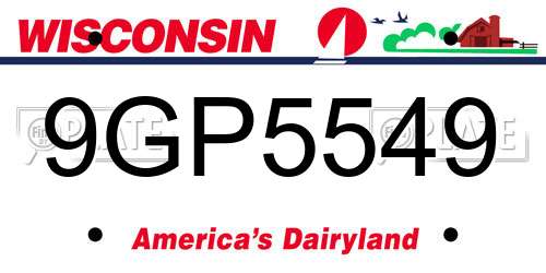 9GP5549 Wisconsin License Plate