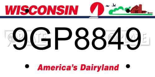 9GP8849 Wisconsin License Plate