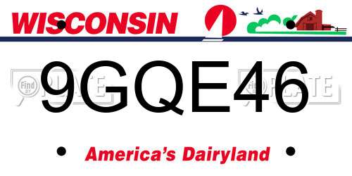 9GQE46 Wisconsin License Plate