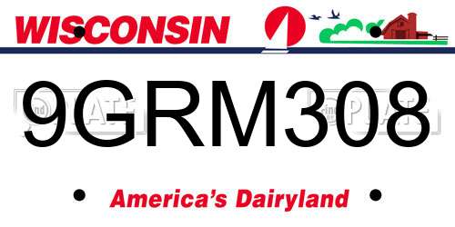 9GRM308 Wisconsin License Plate