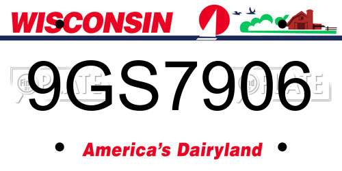 9GS7906 Wisconsin License Plate