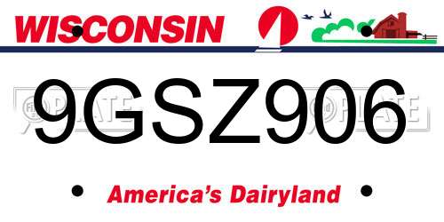 9GSZ906 Wisconsin License Plate