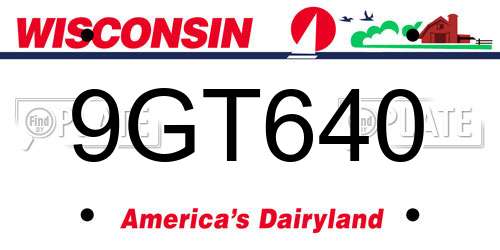9GT640 Wisconsin License Plate
