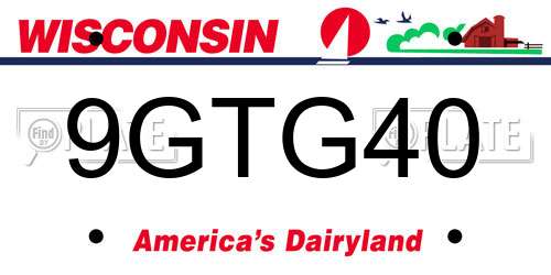 9GTG40 Wisconsin License Plate