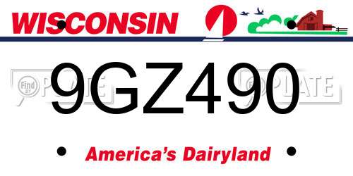 9GZ490 Wisconsin License Plate