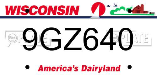 9GZ640 Wisconsin License Plate