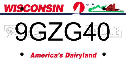 9GZG40 Wisconsin License Plate