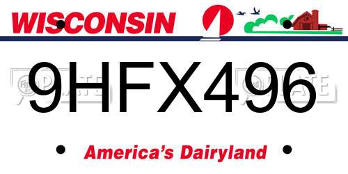 9HFX496 Wisconsin License Plate